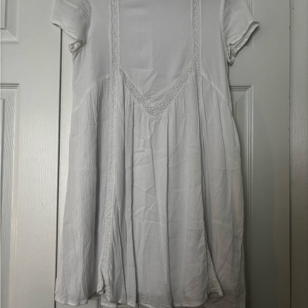 Blue Rain White Lace Trim Dress